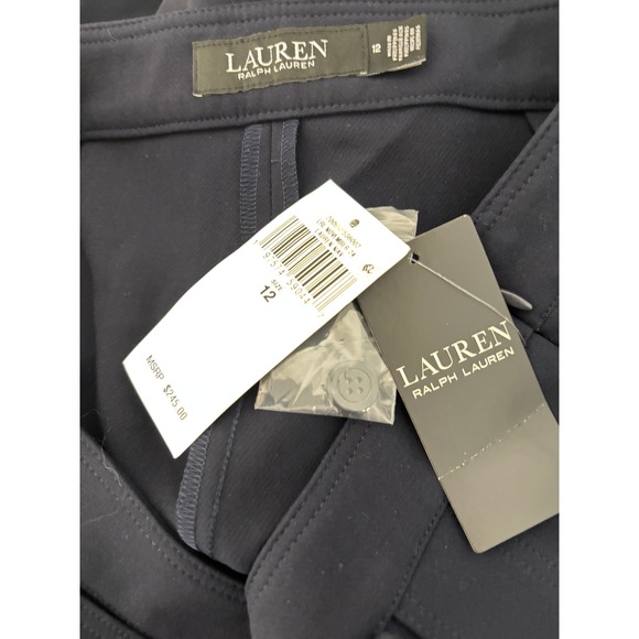 NWT Lauren Ralph Lauren Sailor Nautical Trouser Pant Wide Leg Navy Blue Size 12 - Picture 2 of 7